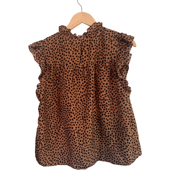 J Crew Sleeveless Animal Print Ruffle Front Casual Top- size large - Picture 2 of 6